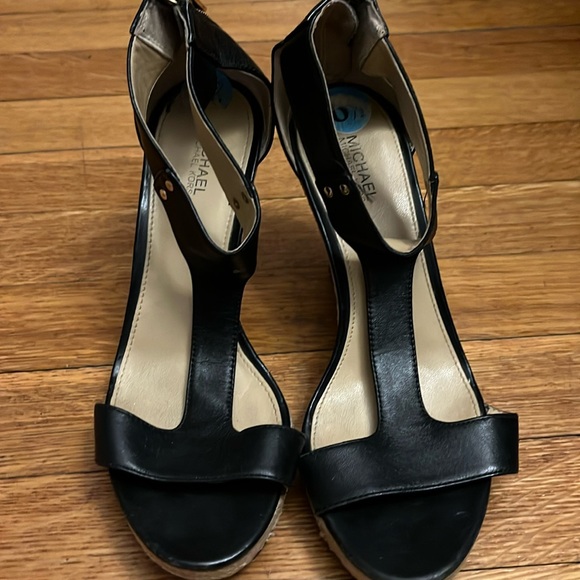 Michael Kors Shoes - Michael Kors 6.5 Leather Wedge Sandals with Zip